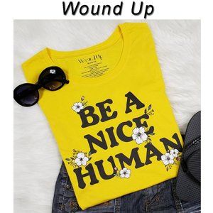 NWT “Be A Nice Human” Yellow Shirt Size XL